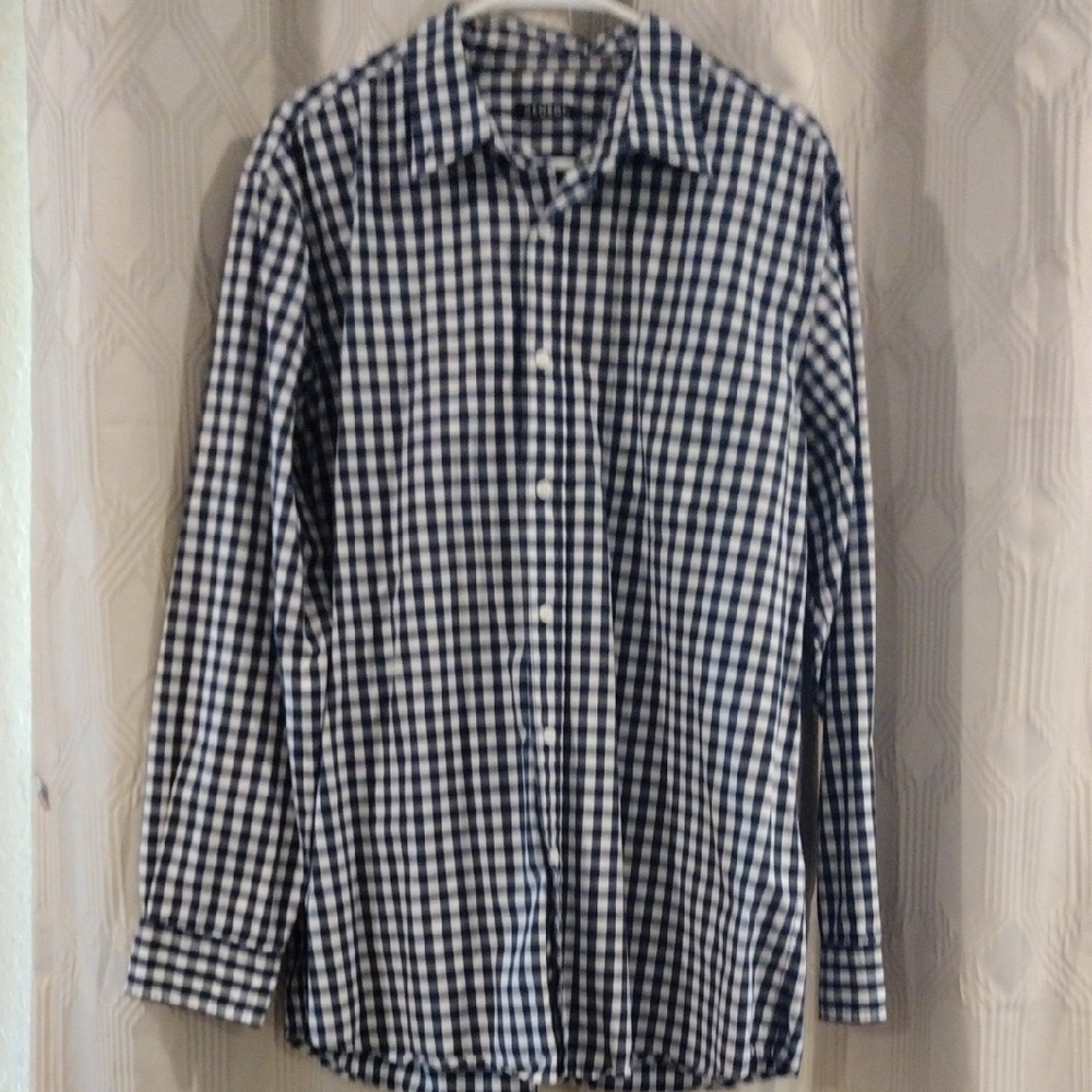 George Black and White Checkered Button Down Shirt Large
